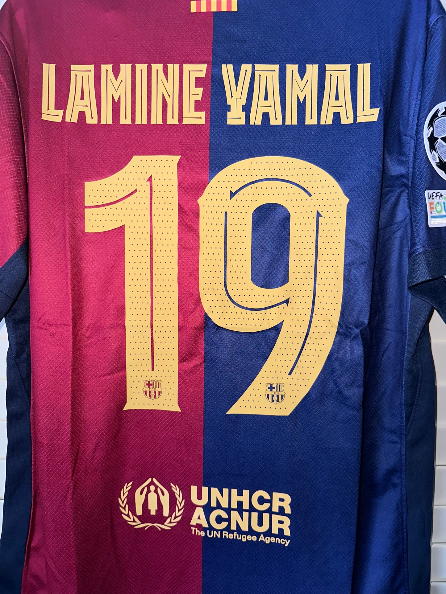 Barcelona Lamine Yamal #19 Home Soccer Jersey 2024/25 Men Size Red Blue Shirt