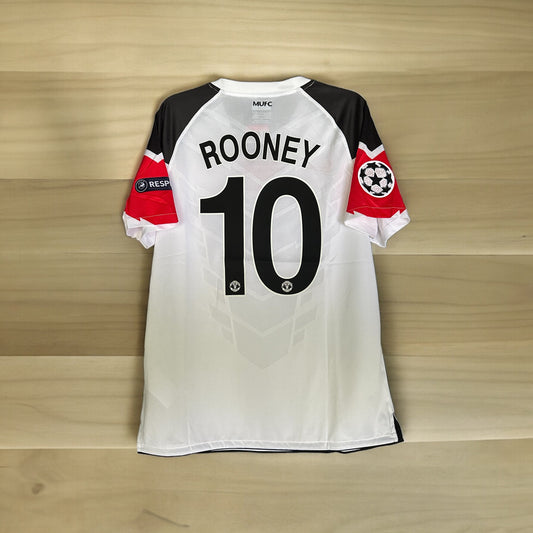 Manchester United 2011 Final UCL Wayne Rooney #10 Soccer Jersey White Men Size