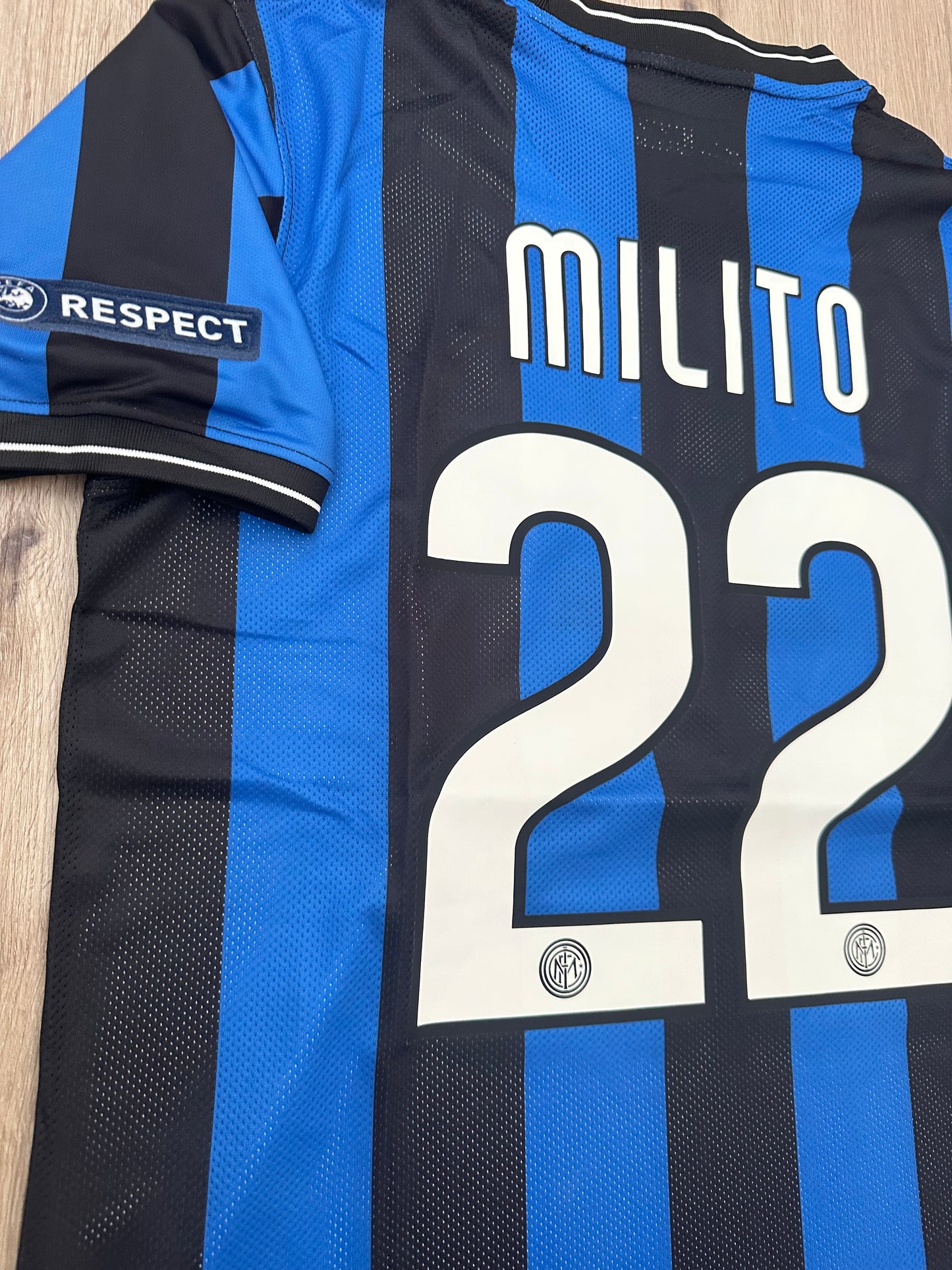 Inter Milan 09/10 Final UCL Diego Milito #22 Home Nerazzurr Retro Soccer Jersey