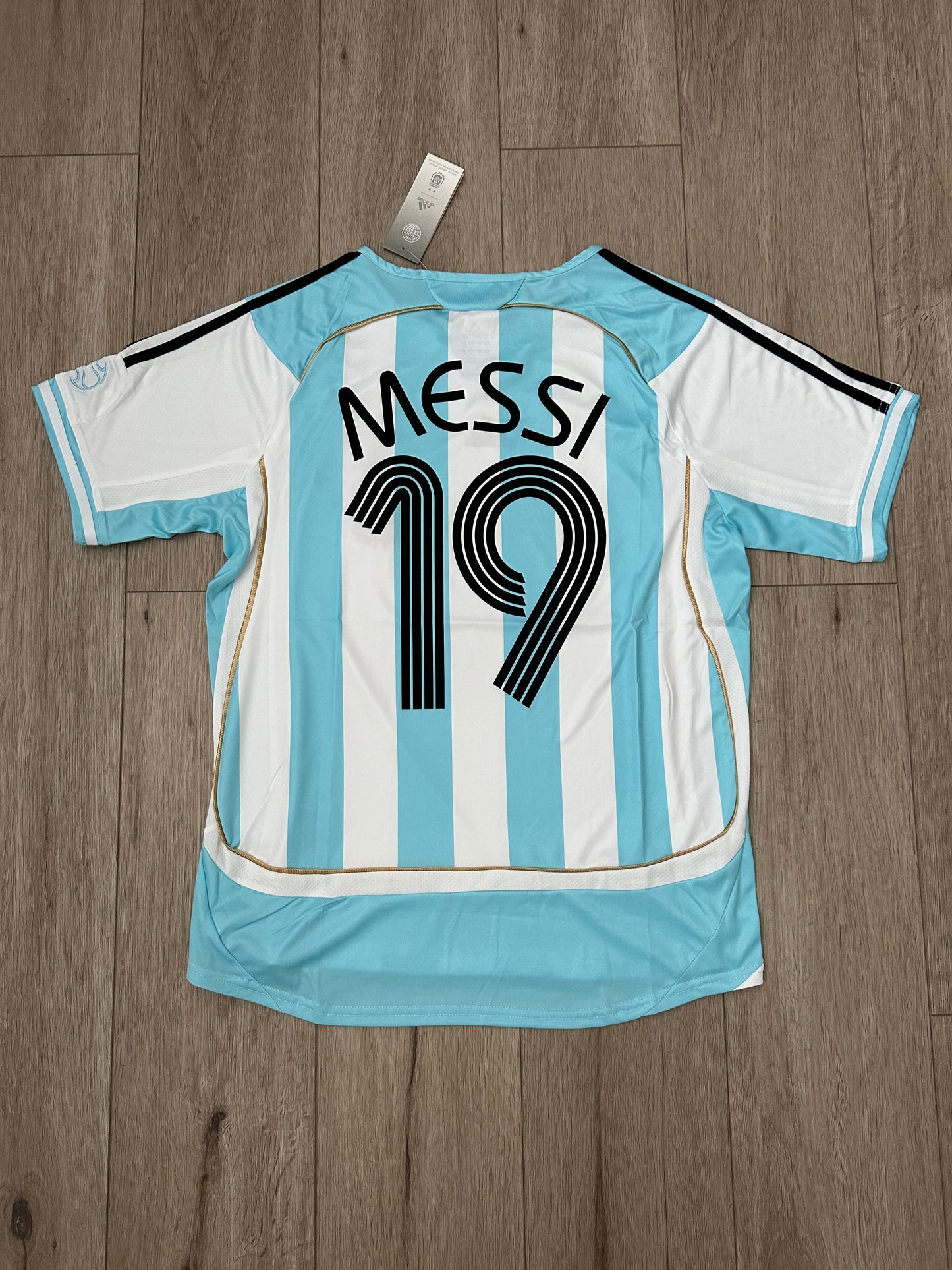 Argentina Retro Shirt 2006 Soccer Jersey Lionel Messi #19 Home Blue Men Size