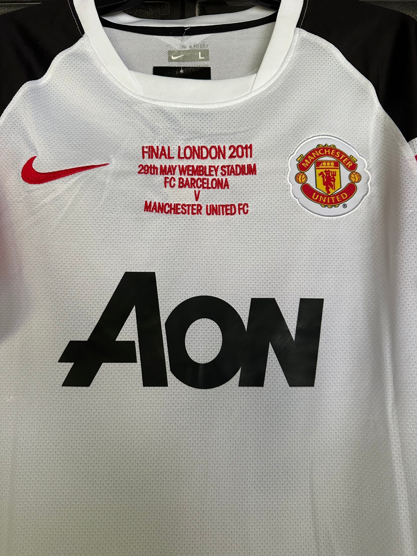 Manchester United 2011 Final UCL Wayne Rooney #10 Soccer Jersey White Men Size