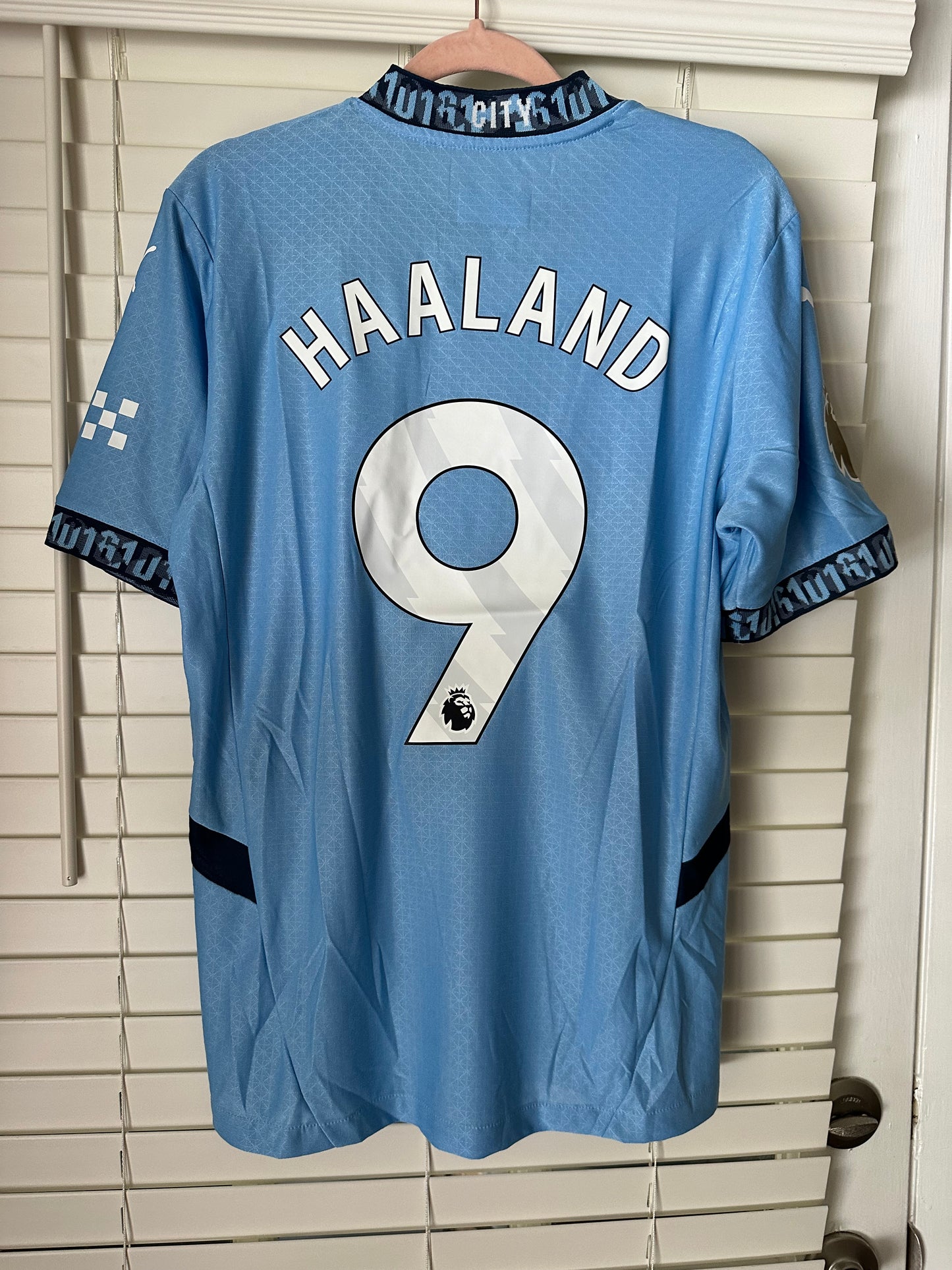 Manchester City Erling Haaland #9 2024/25 Home Blue Soccer Jersey Men Size Shirt