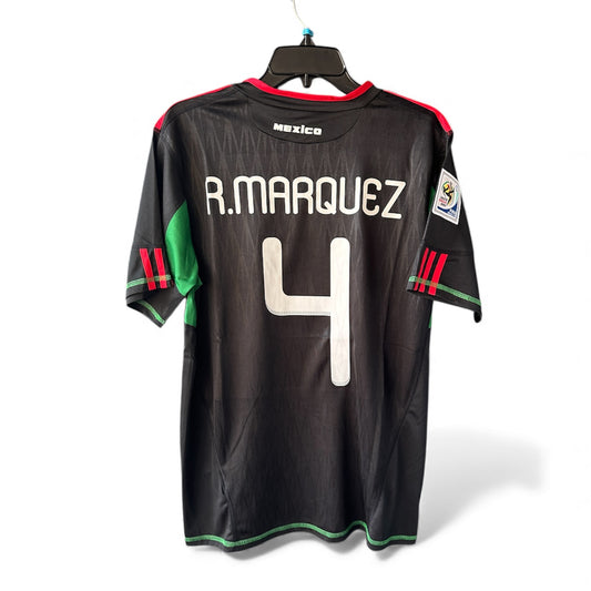 Mexico Rafael Marquez #4 Retro Soccer Jersey FWC 2010 Black Away Men Size Shirt