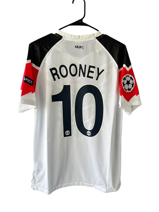 Manchester United 2011 Final UCL Wayne Rooney #10 Soccer Jersey White Men Size