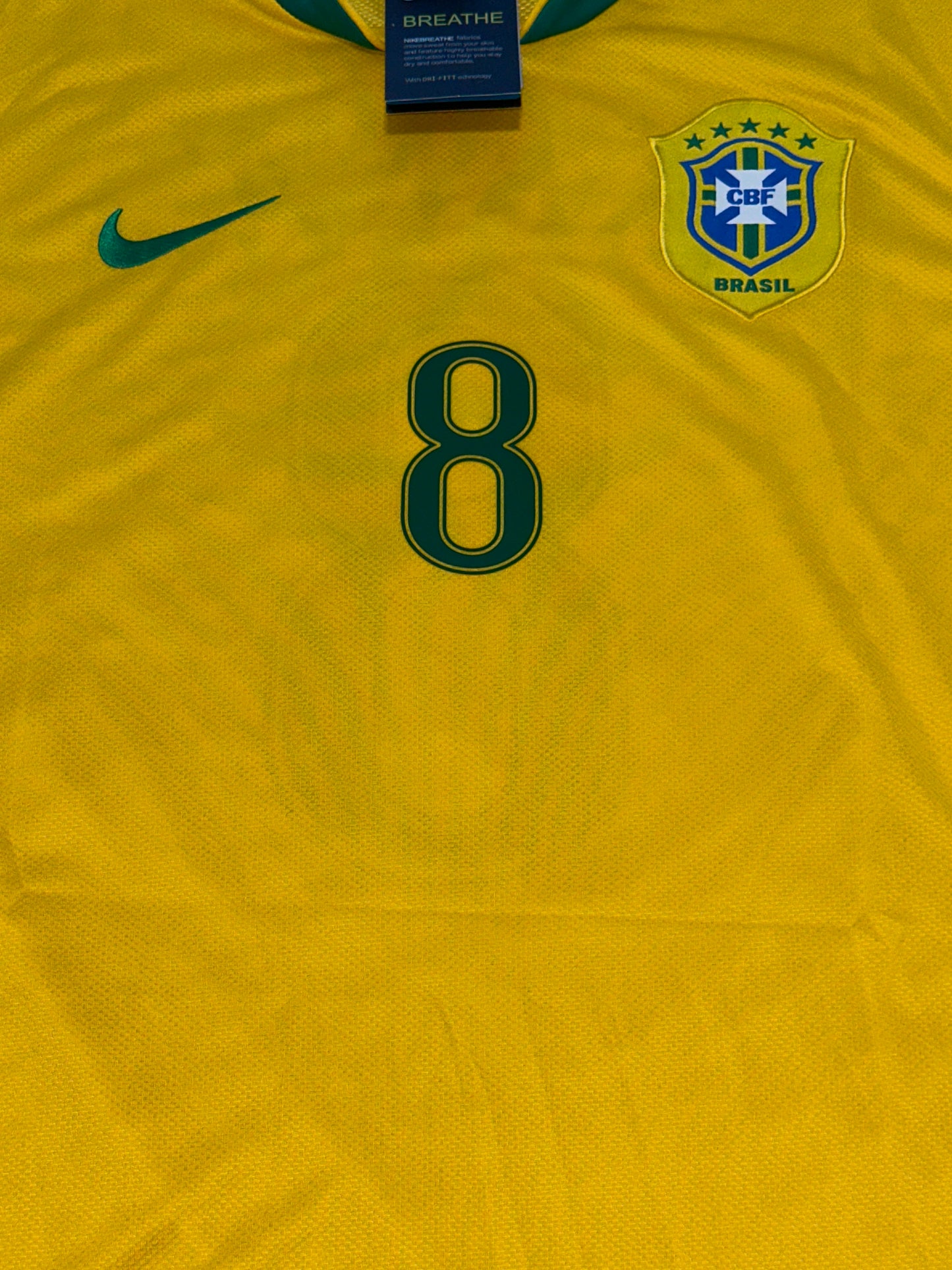 Brazil 2006 Ricardo Kaka’ #8 Soccer Jersey World Cup Yellow Home Men Shirt Size
