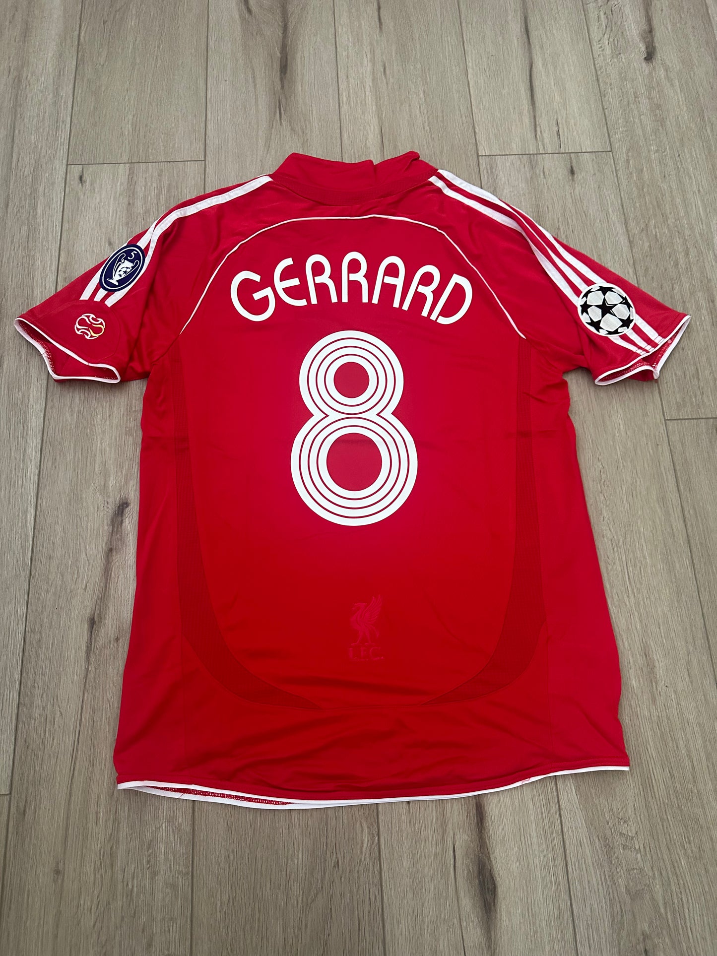 Liverpool Steven Gerrard #8 Retro Soccer Jersey UCL Final’s 2007 Red Men Size