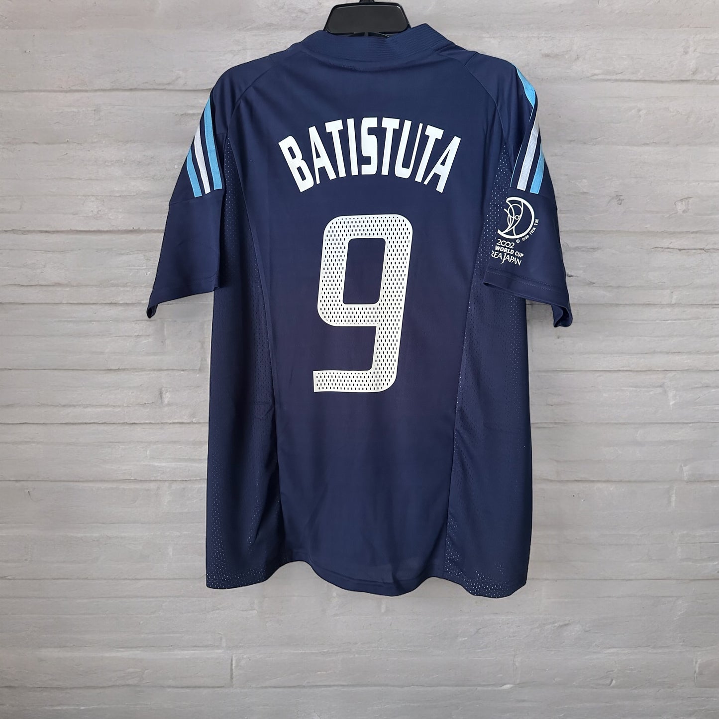 Argentina Gabriel Batistuta #9 Retro Soccer Jersey Away Blue FWC 2002 Men Size