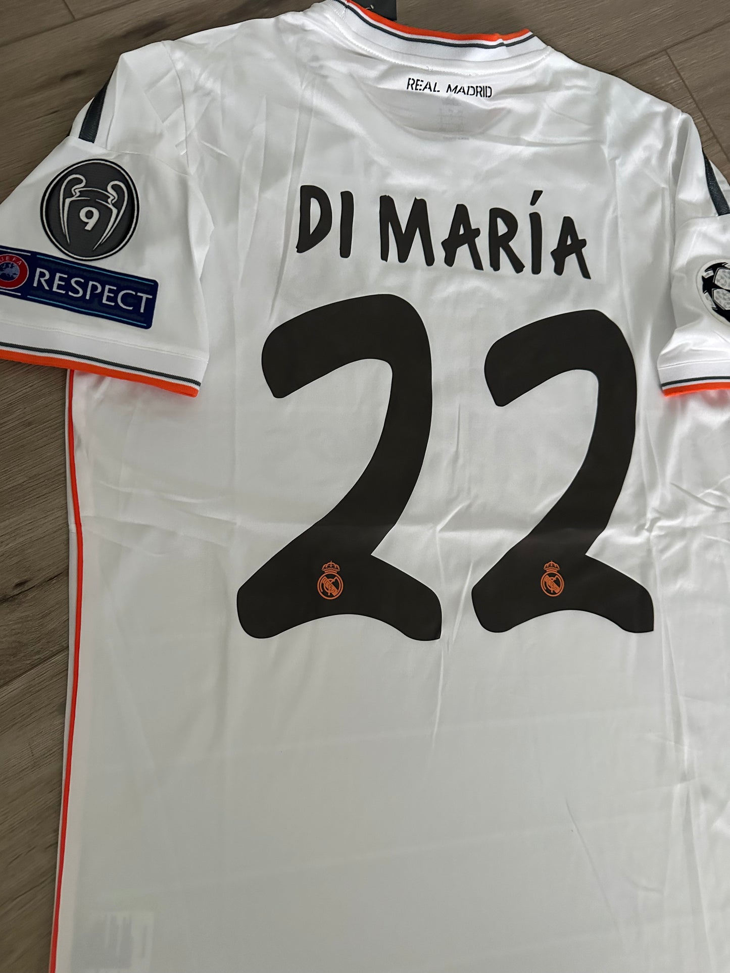 Real Madrid Angel Di Maria #11 2014 Retro Soccer Jersey UCL Finals #22 Home Men