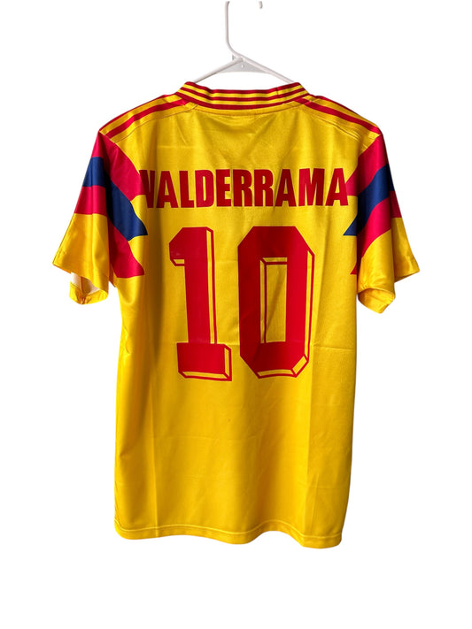 Colombia Carlos Valderrama Retro Soccer Jersey Yellow 1990 FWC Men Size