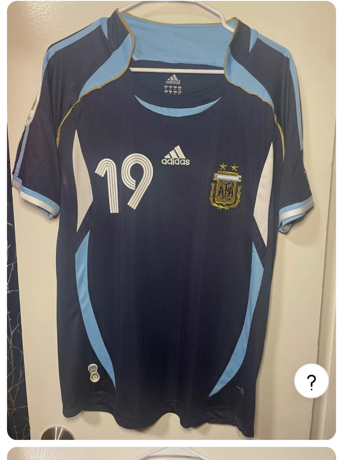 Argentina Messi #19 Retro Soccer Jersey Away Blue 2006 FWC Men Size Shirt