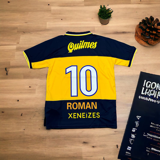 Juan Roman Riquelme #10 Retro 1999/00 Boca Soccer Jersey Home Blue Men Size Football