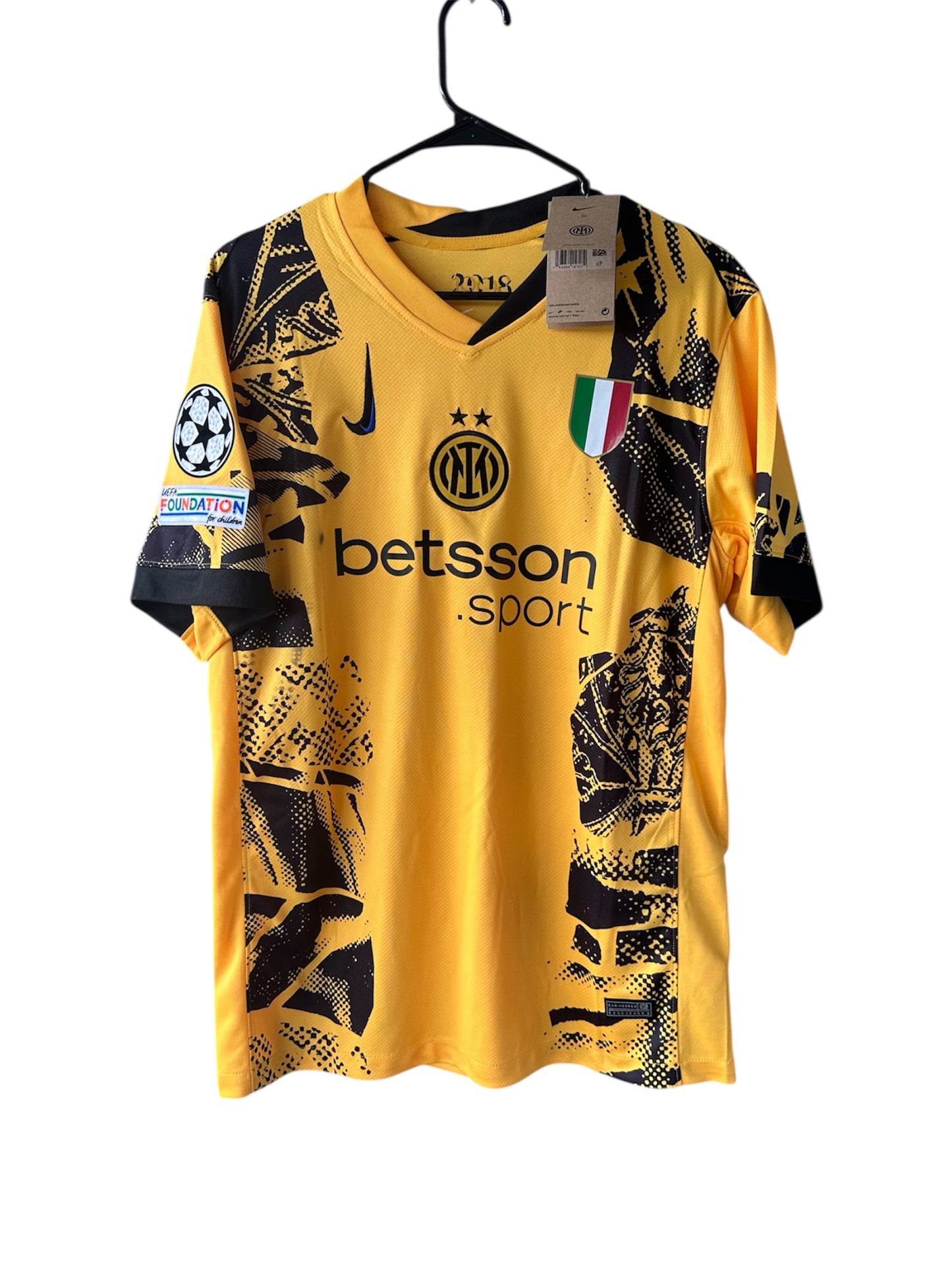 Lautaro Martinez Soccer Jersey Inter Milan Away Final Champions Yellow 2024/25  #10 Shirt men