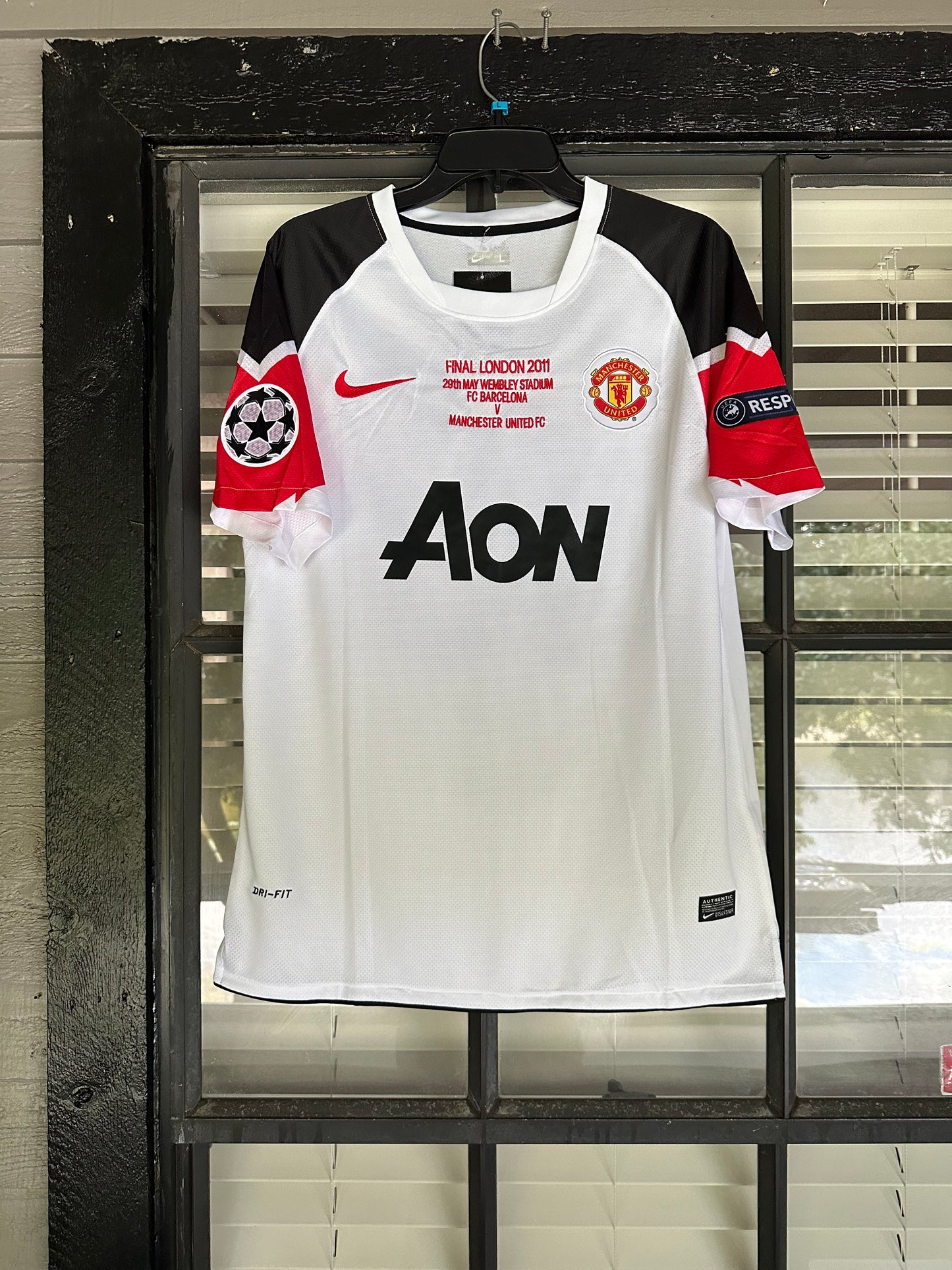 Manchester United 2011 Final UCL Wayne Rooney #10 Soccer Jersey White Men Size