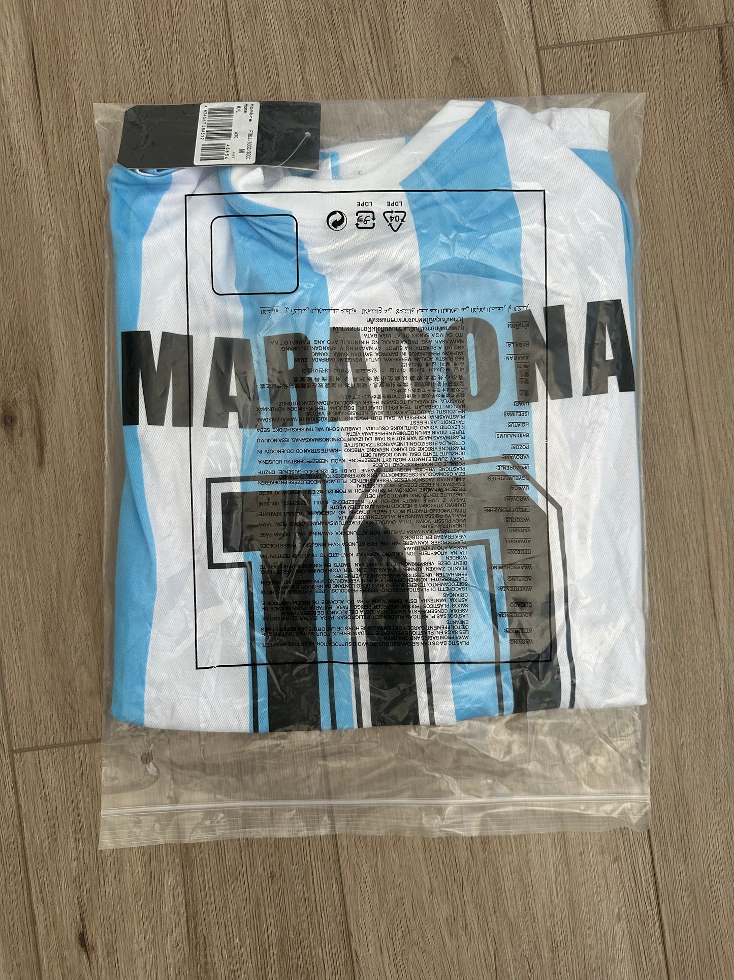 Diego Maradona Soccer Jersey Retro 1986 Home Blue size Men Shirt