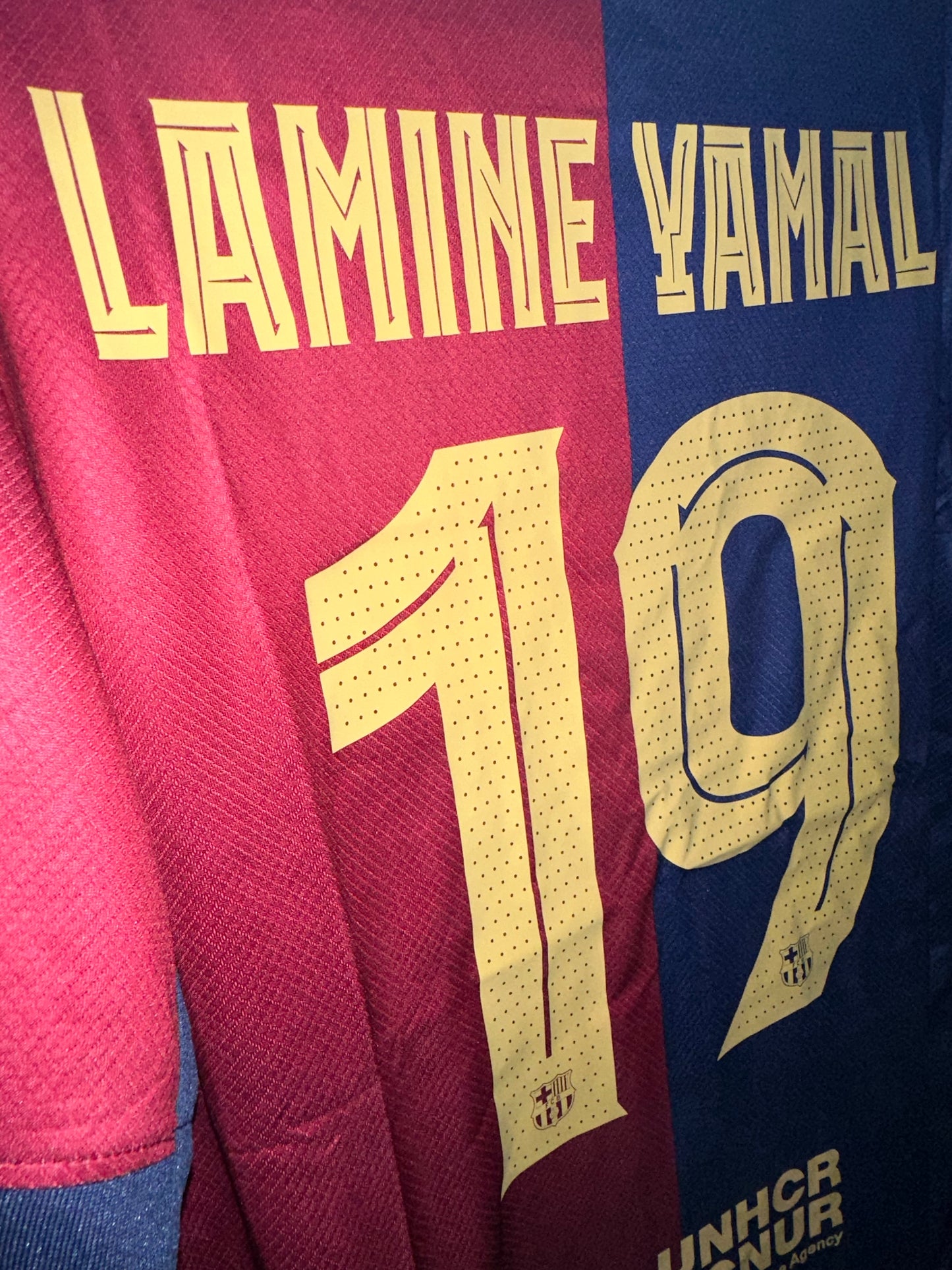 Barcelona Lamine Yamal #19 Home Soccer Jersey 2024/25 Men Size Red Blue Shirt