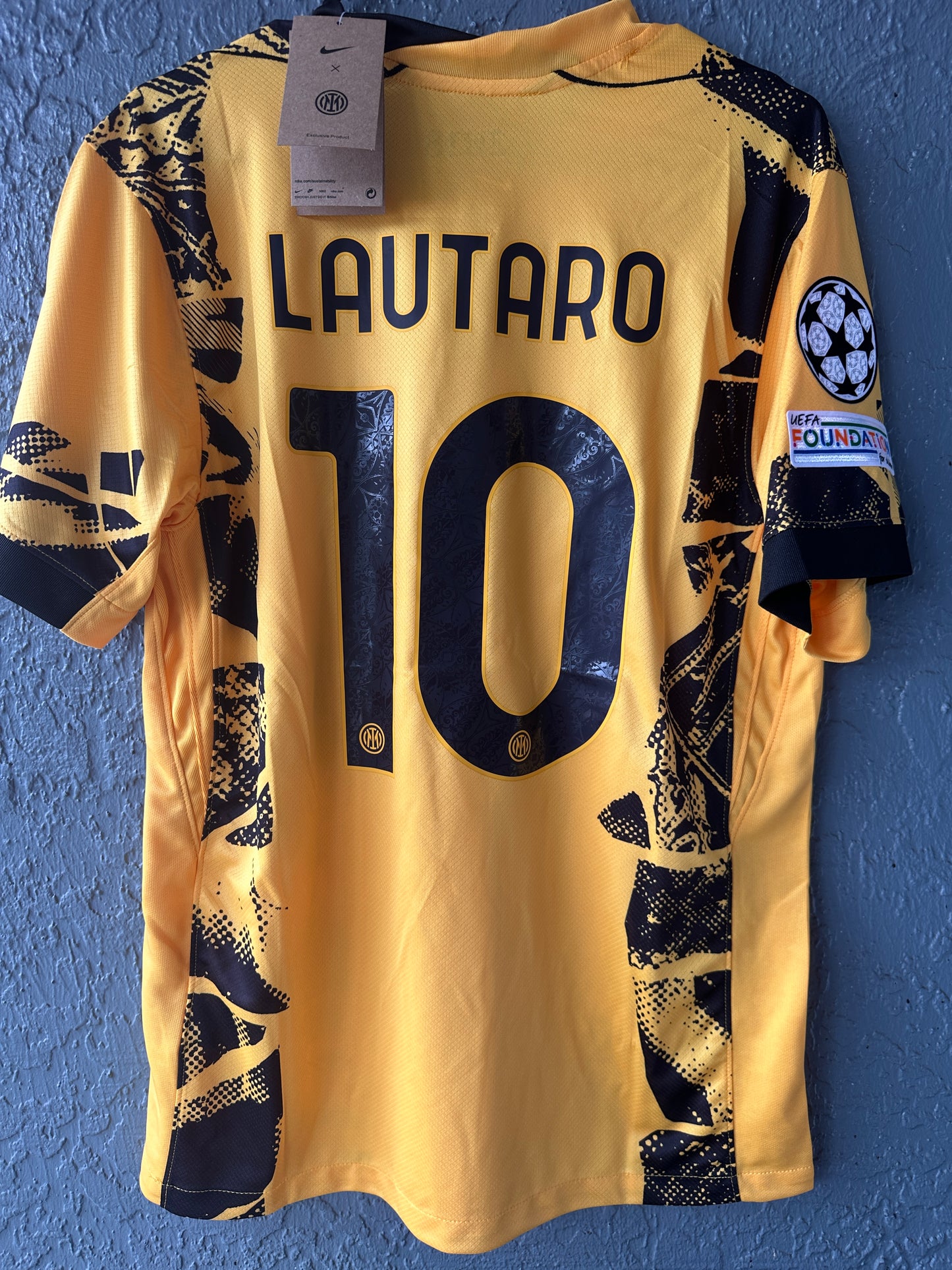 Lautaro Martinez Soccer Jersey Inter Milan Away Final Champions Yellow 2024/25  #10 Shirt men