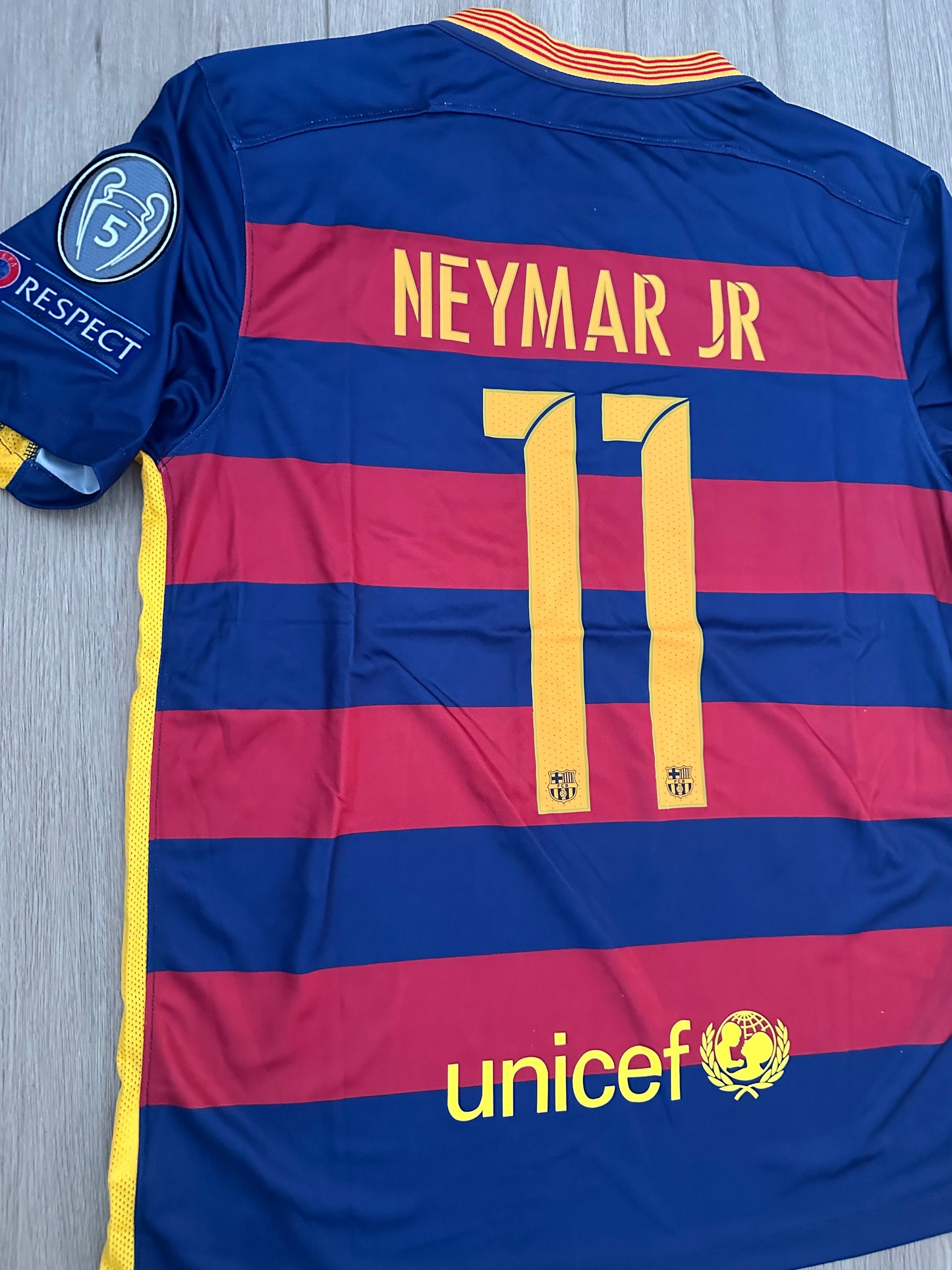 Neymar Jr Barcelona Soccer Jersey 2016 Home Champions Regular Men’s size Shirt