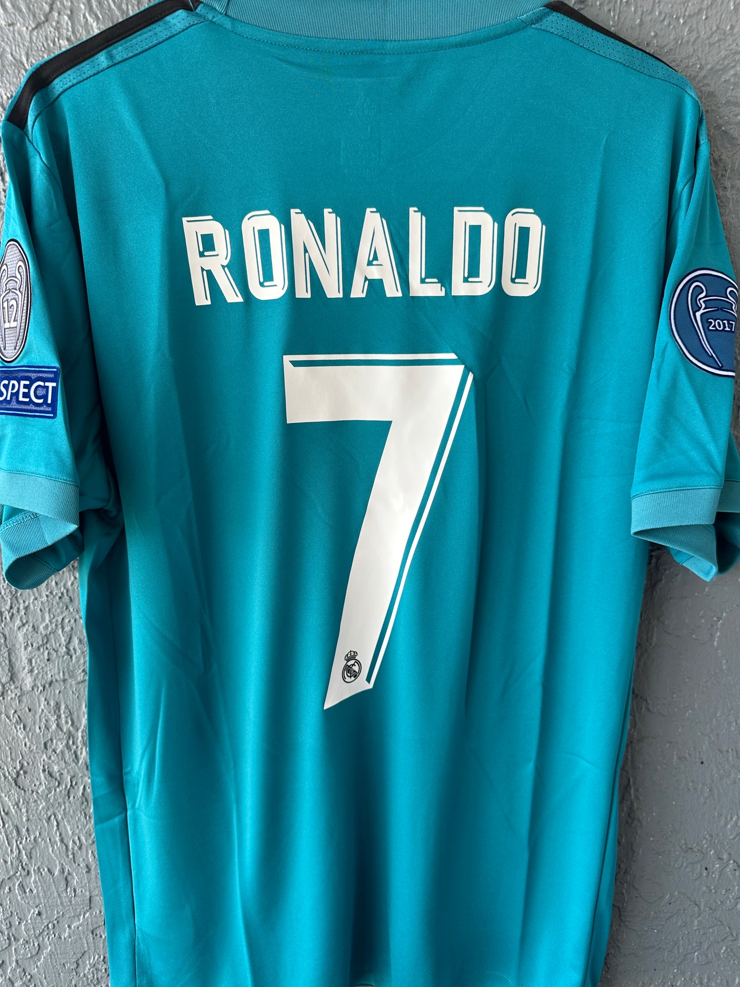 Cristiano Ronaldo #7 Real Madrid 17/18 Retro Away Green Soccer Jersey Men Size