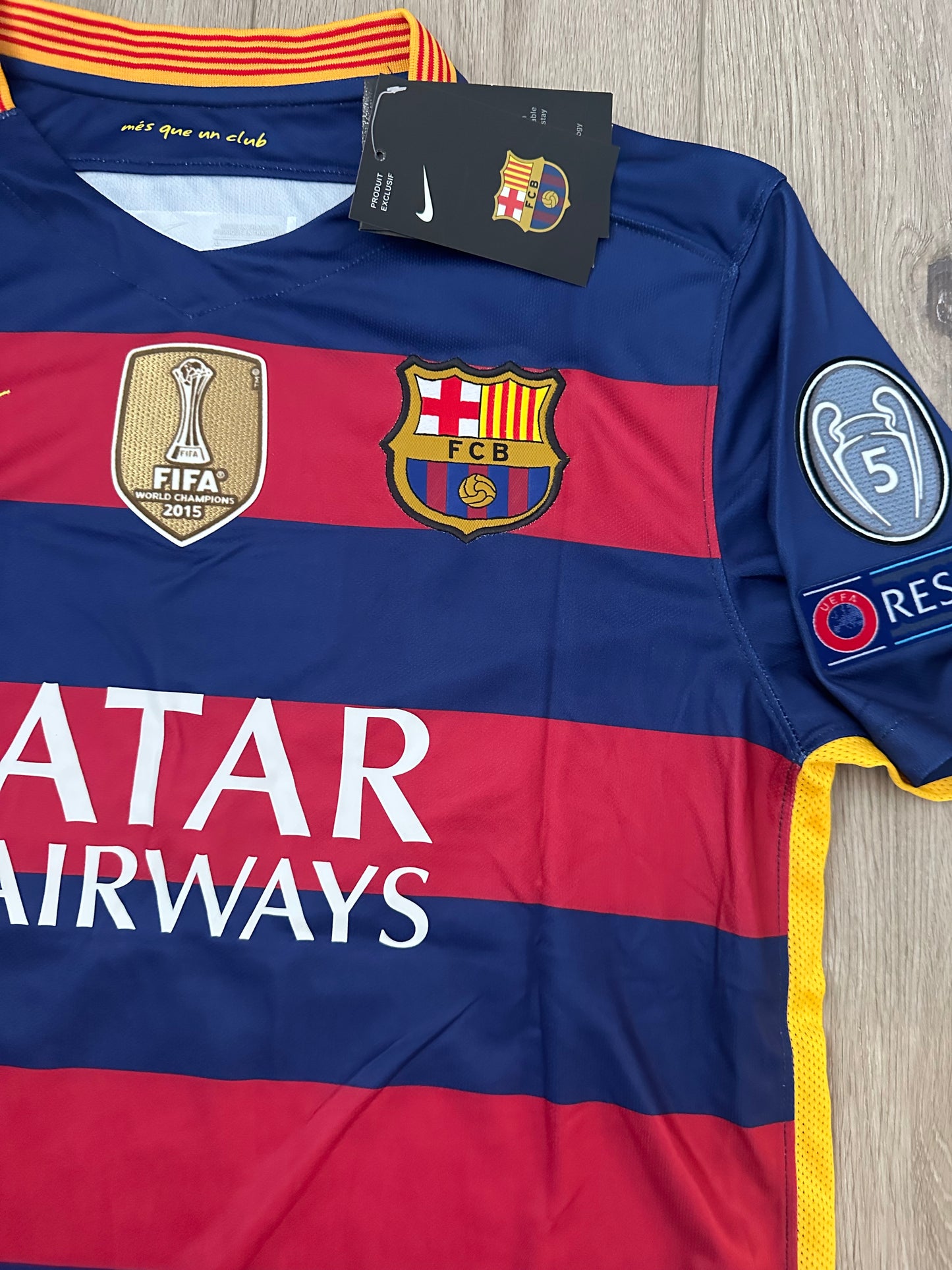 Neymar Jr Barcelona Soccer Jersey 2016 Home Champions Regular Men’s size Shirt