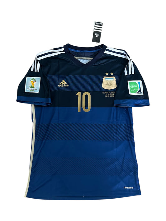 Argentina 2014 Messi #10 Retro Soccer Jersey Fifa World Cup Final Blue Final Men