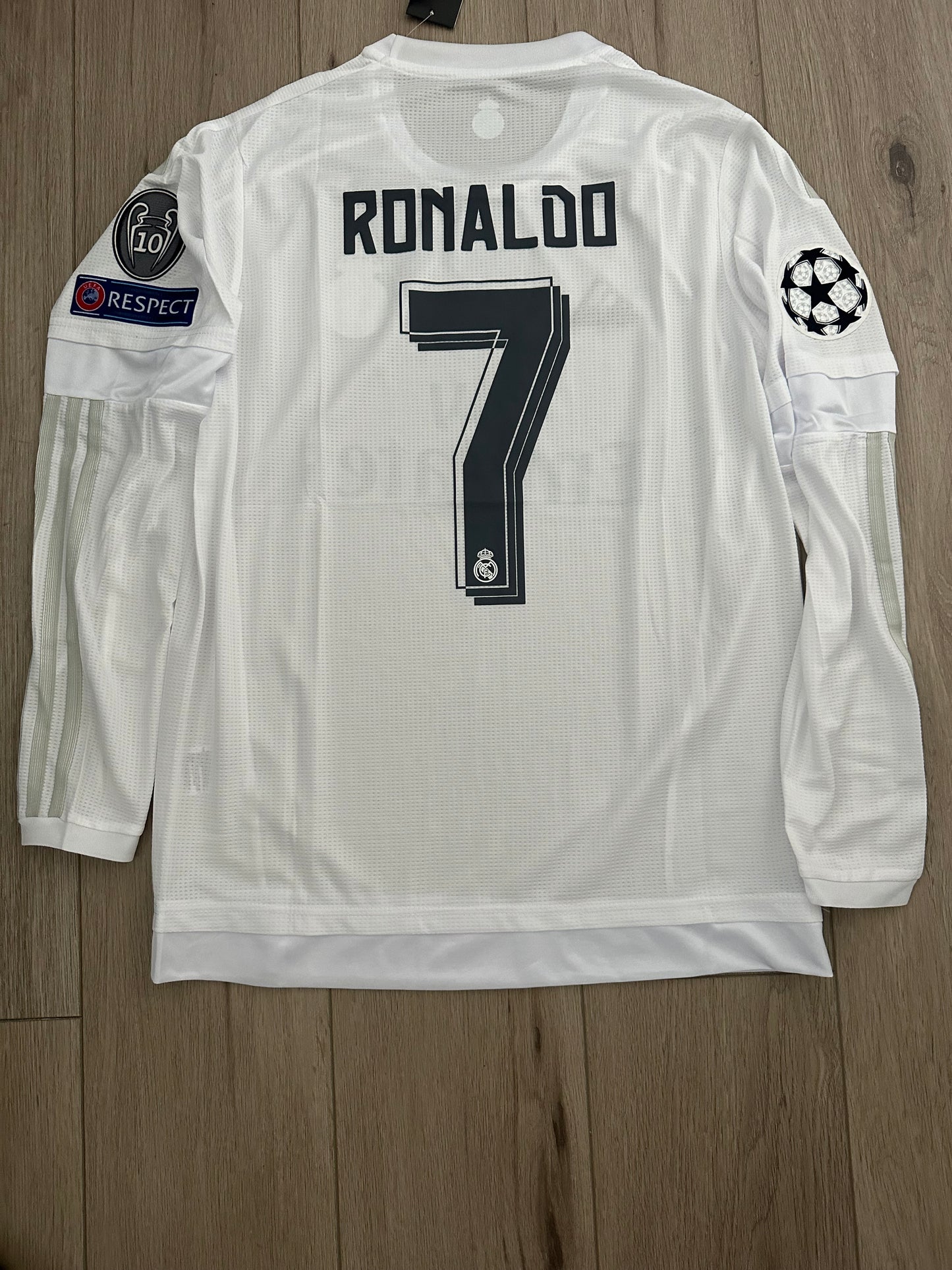 Real Madrid Ronaldo 2016 Final UCL Soccer Jersey white Long Sleeves Men’ Size