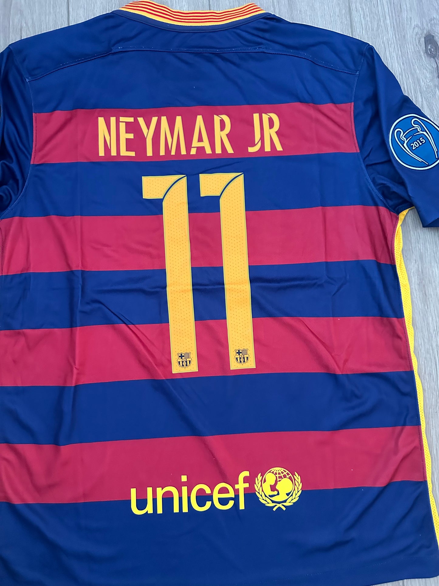 Neymar Jr Barcelona Soccer Jersey 2016 Home Champions Regular Men’s size Shirt