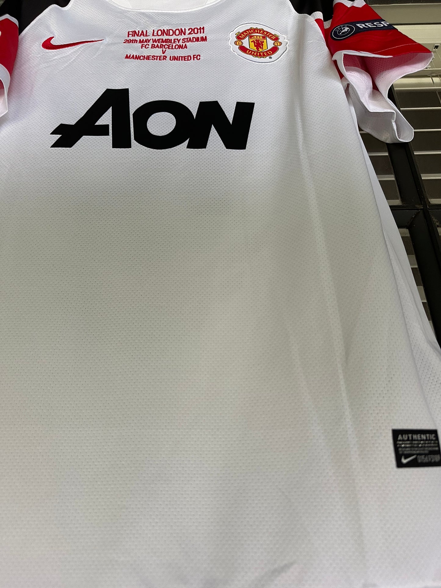 Manchester United 2011 Final UCL Wayne Rooney #10 Soccer Jersey White Men Size