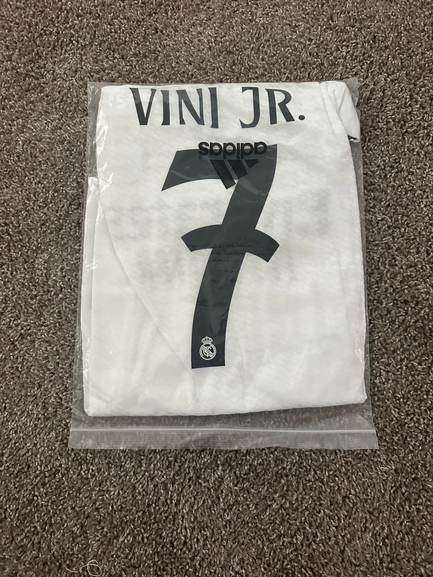 Real Madrid Vinicius Jr #7 2024/25 Home White UCL Soccer Jersey Men Size Shirt