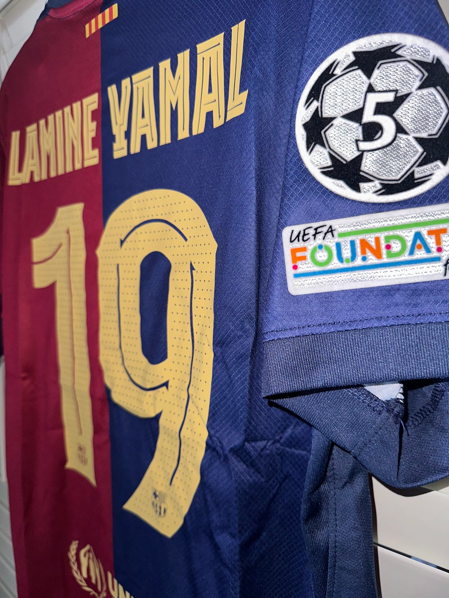 Barcelona Lamine Yamal #19 Home Soccer Jersey 2024/25 Men Size Red Blue Shirt