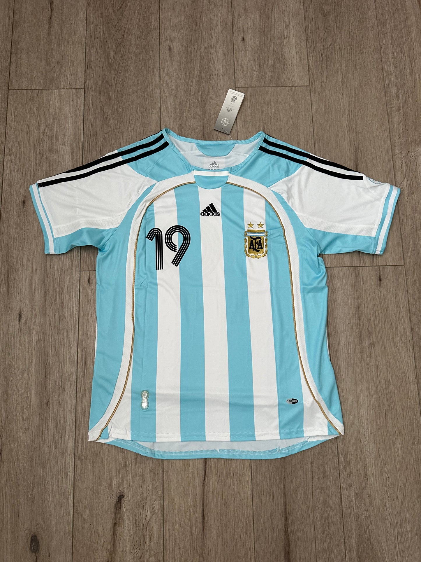 Argentina Retro Shirt 2006 Soccer Jersey Lionel Messi #19 Home Blue Men Size