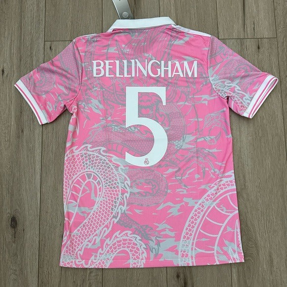 Soccer Jersey Jude Bellingham 5 Pink white Real Madrid 23/24 Men Size Football