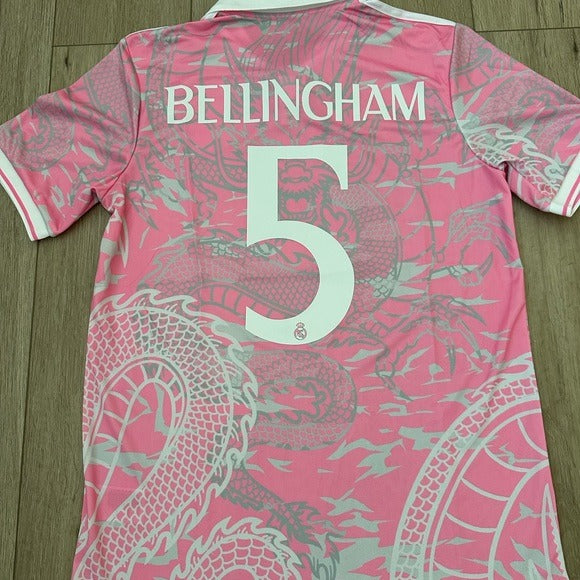 Soccer Jersey Jude Bellingham 5 Pink white Real Madrid 23/24 Men Size Football