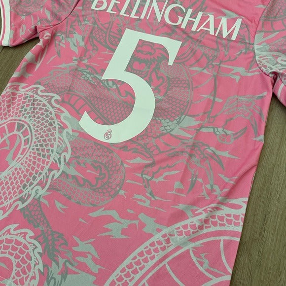 Soccer Jersey Jude Bellingham 5 Pink white Real Madrid 23/24 Men Size Football