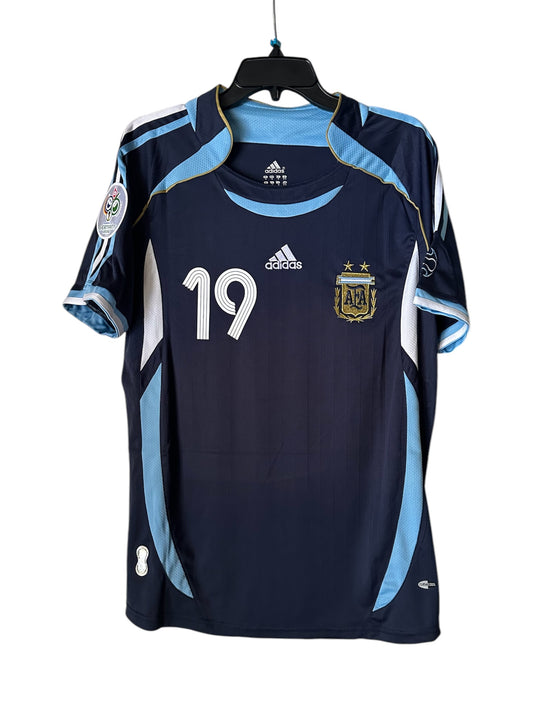 Argentina Messi #19 Retro Soccer Jersey Away Blue 2006 FWC Men Size Shirt