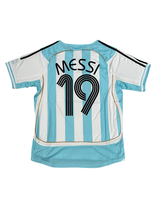 Argentina Retro Shirt 2006 Soccer Jersey Lionel Messi #19 Home Blue Men Size