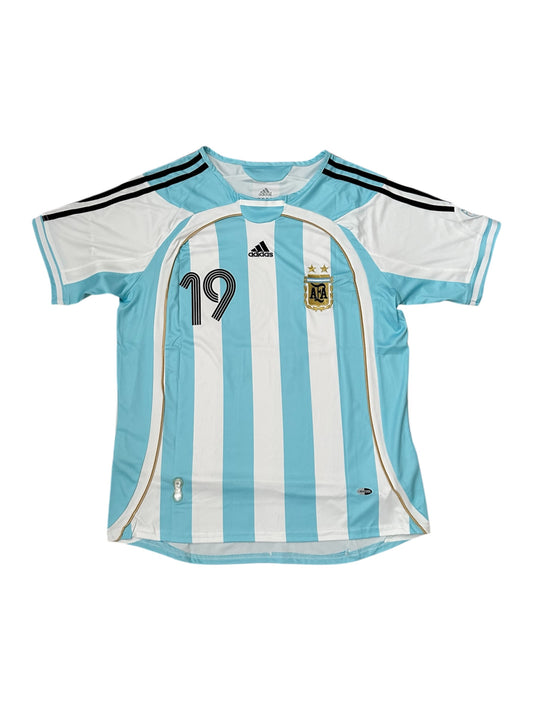 Argentina Retro Shirt 2006 Soccer Jersey Lionel Messi #19 Home Blue Men Size