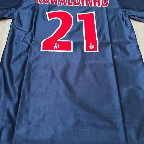 Ronaldinho #21 Retro Soccer Jersey 01/02 PSG Home Blue Men’s True Size Football