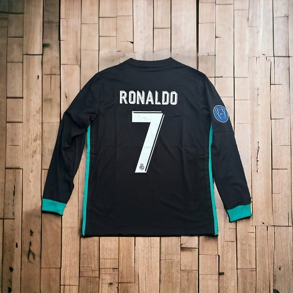 Real Madrid Ronaldo 2018 Soccer Jersey Black Long Sleeves UCL Men’s Size Shirt