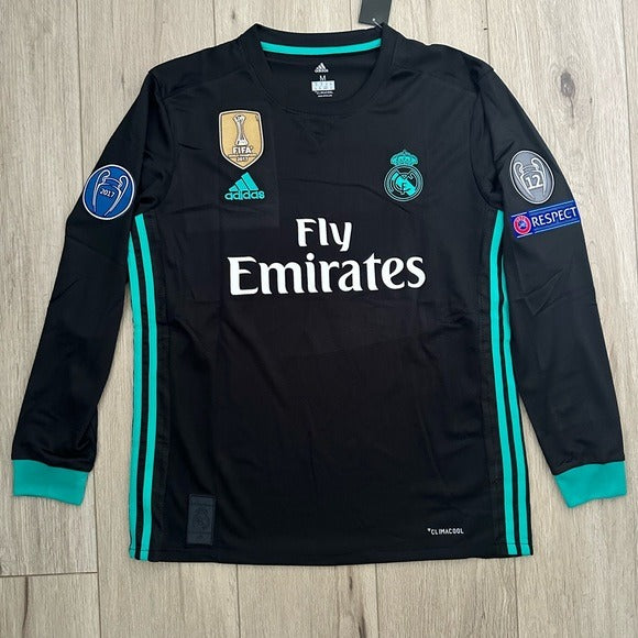 Real Madrid Ronaldo 2018 Soccer Jersey Black Long Sleeves UCL Men’s Size Shirt