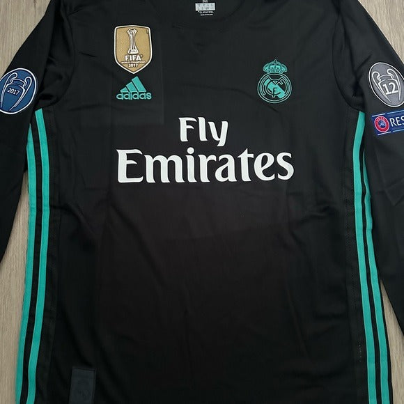 Real Madrid Ronaldo 2018 Soccer Jersey Black Long Sleeves UCL Men’s Size Shirt