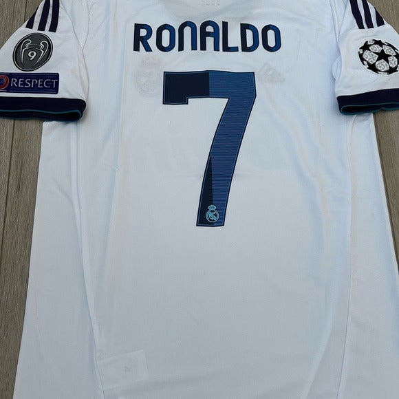 RETRO Soccer Jersey 12-13 Ronaldo 7 Home White Real Madrid Men Size Champions