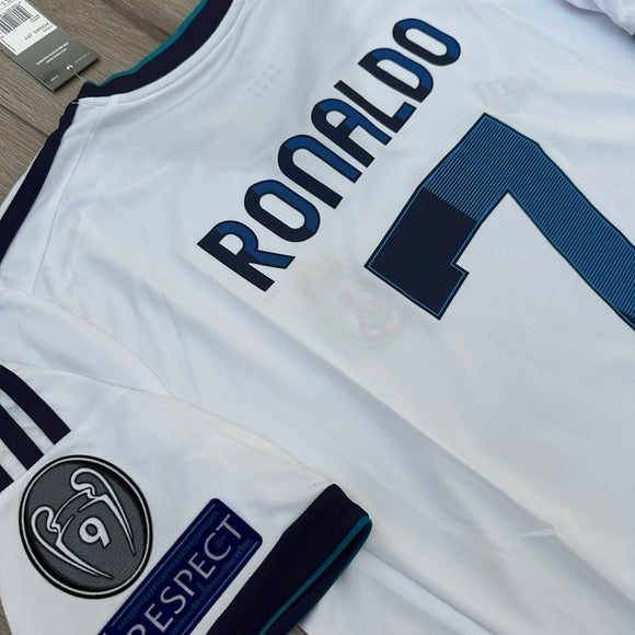 RETRO Soccer Jersey 12-13 Ronaldo 7 Home White Real Madrid Men Size Champions