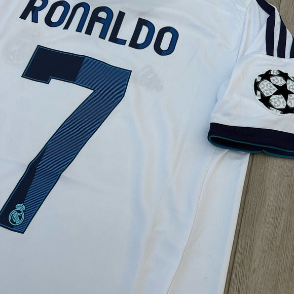 RETRO Soccer Jersey 12-13 Ronaldo 7 Home White Real Madrid Men Size Champions