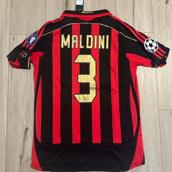 Milan 06/07 Paolo Maldini #3 Home Soccer Jersey Retro Rossoneri Men Size shirt