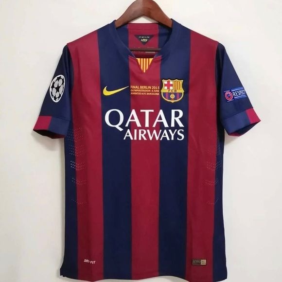 Barcelona Soccer Jersey Lionel Messi 2015 Home Final UCL Regular size Men Shirt