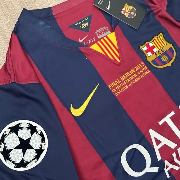 Barcelona Soccer Jersey Lionel Messi 2015 Home Final UCL Regular size Men Shirt