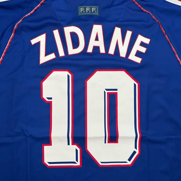 France Zinedine Zidane Soccer Jersey Retro Final 1998 #10 Blue Regular Men Size