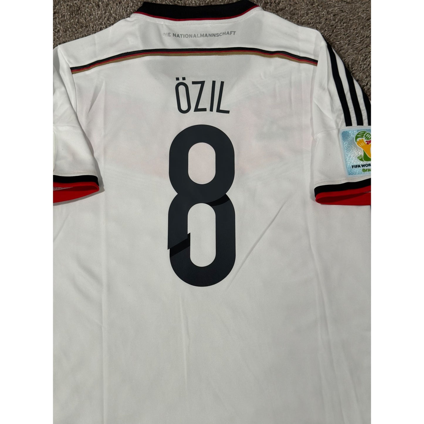 Germany Mezut Ozil #8 Retro Soccer Jersey FWC 2014 Home White Men Shirt Size