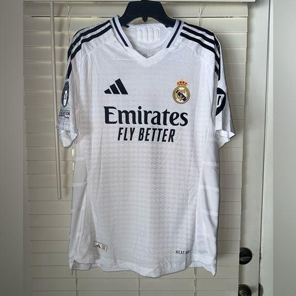 Real Madrid Vinicius Jr #7 2024/25 Home White UCL Soccer Jersey Men Size Shirt