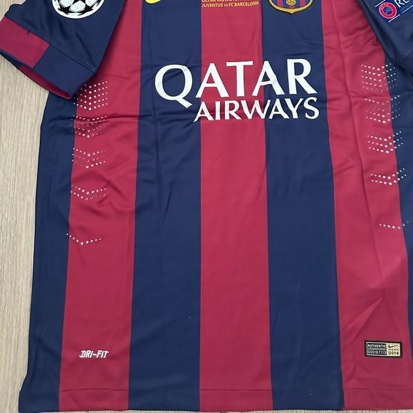 Barcelona Soccer Jersey Lionel Messi 2015 Home Final UCL Regular size Men Shirt